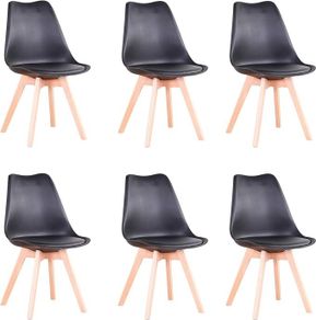 Set of 6 Dining Chairs, Padded Chairs