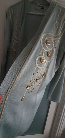 VINTAGE Stephen mint and gold cardigan Sz 16