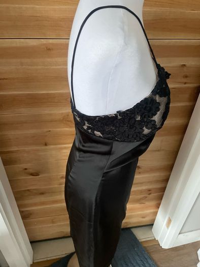 black dress tailor handmade satin occasion size 10 brand new