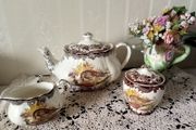 Palissy Royal Worcester Game Series Large Teapot, Creamer and Jam Pot