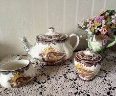 Palissy Royal Worcester Game Series Large Teapot, Creamer and Jam Pot