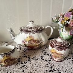 Palissy Royal Worcester Game Series Large Teapot, Creamer and Jam Pot