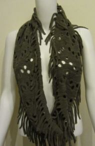 Grey/Brown fringe snood scarf,