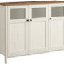 Sideboard Kitchen Cabinet Storage Cabinet with Glass Doors for Living Room Kitchen Dining Room Steel Frame Industrial Style Honey Brown Vintage White Image 2
