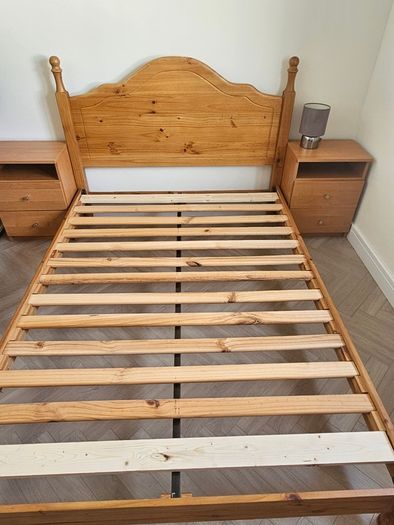 Solid wood double bed frame
