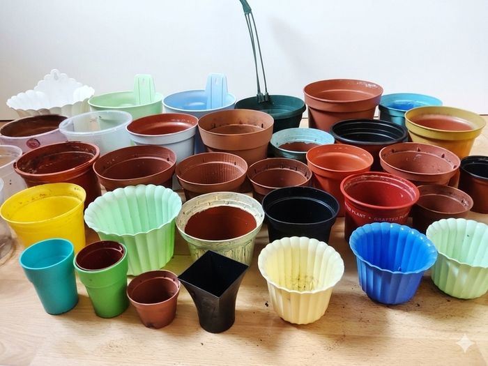 Bundle of Plastic Plant Pots Mixed Sizes 35 Pcs
