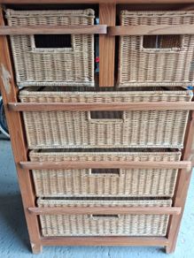 Storage Unit with Wicker Baskets
