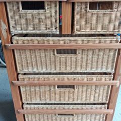Storage Unit with Wicker Baskets