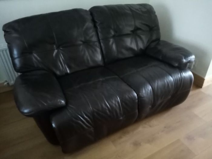 2 Seater Brown Leather Recliner Sofa