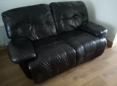 2 Seater Brown Leather Recliner Sofa