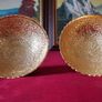 Antique Ornate And Engraved Solid Brass Footed Bowls With Underplate Image 4