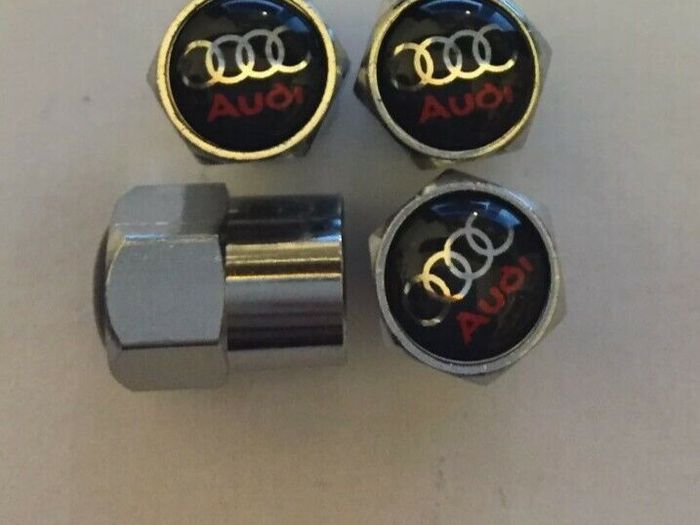 Audi Chrome Air Valve Dust Caps Car Wheel Tyre Caps 4 x pcs