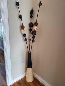Large bamboo floor vase plus set of matching decorations