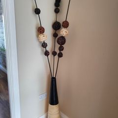 Large bamboo floor vase plus set of matching decorations