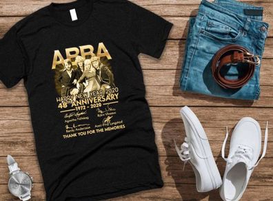 Abba 48th Anniversary 1972 - 2020 Happy New Year Abba band t-shirt