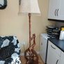 Vintage Mahogany Spinning Wheel Floor Lamp Image 8