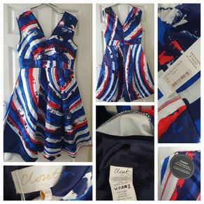 BNWT Navy Red White Closet Dress 12