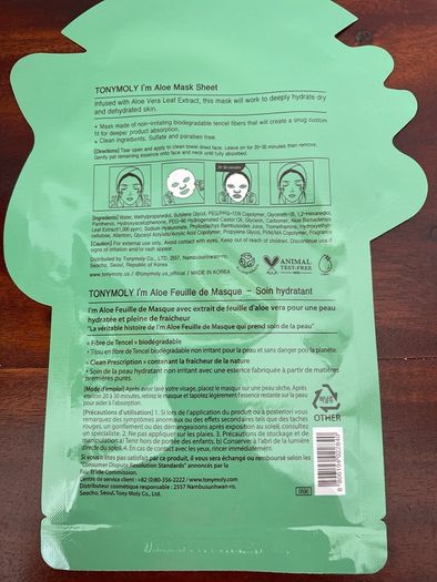 Tony Moly Moisturising Aloe Sheet Mask  New