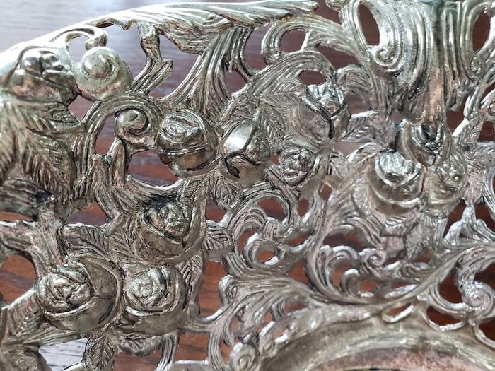 Godinger Silver Plated Pierced Rose Design Basket