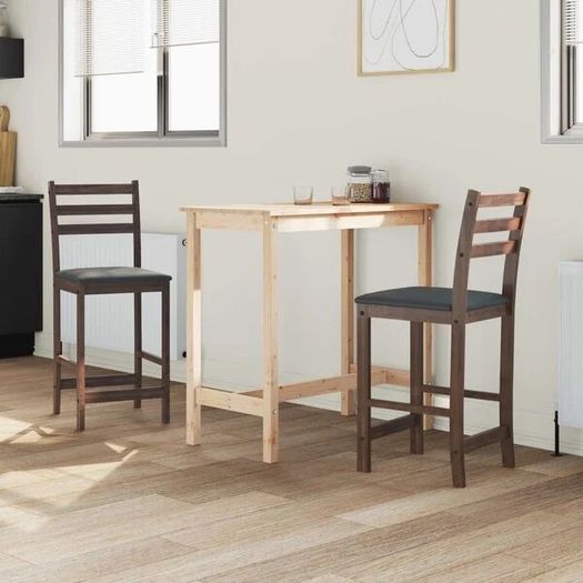 Dining Chairs 2 pcs Solid Rubber Wood Light Brown