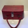 Vintage Red Mid Century 1960s Travel Make Up Vanity Case Handbag Image 3