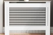 High Radiator Cover Wood Cabinet: External 92cm Height White Medium Heater Covers Internal Heights 90cm Horizontal Slats Modern Tall Radiator Shelf Thicken MDF Wooden Kitchen Bedroom