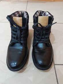 Black Leather Lace Up men's boots