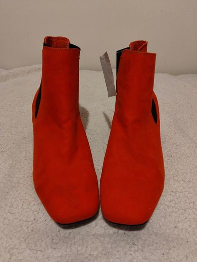 Red Suede Ankle Boots, new