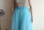 Brand new Pearl beaded DEBS Dress / Princess dress in Blue / AQUA