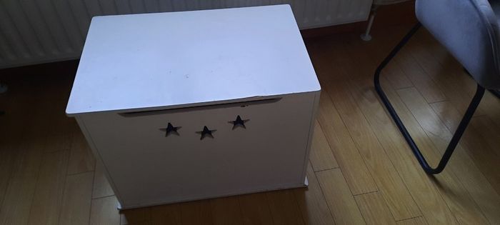 White wooden toy box