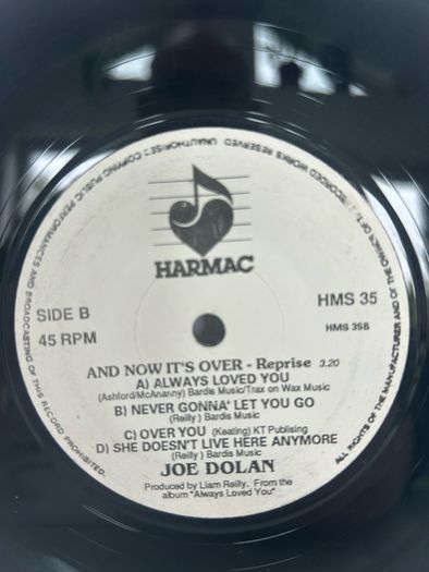 Joe Dolan She Doesn't Live Here Anymore 7 inch Irish Vinyl 1990 Harmac HMS 35