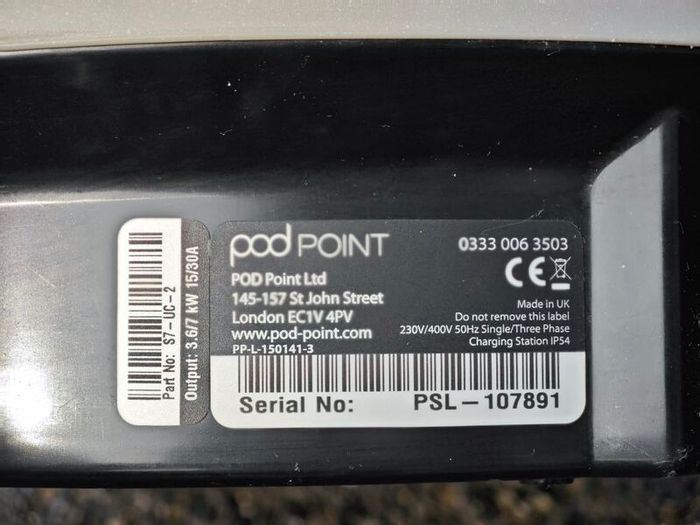 Pod Point 7kW Type 2 EV Charger - Untethered - 3.6/7kW - Tested Working
