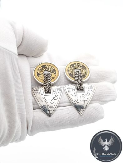 Vintage 925 Sterling Silver Chunky Heavy Stud Earrings
