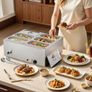 220v 3 pin plug NEW Commercial Food Warmer, 1500W Electric Stainless Steel BAIN MARIE Steam Warmer with Lid, 6-Pan Image 8
