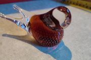 Very Decorative Glass Paperweight Amber Bird Princ Art Glass Made In Czech Republic.  In Box As New.