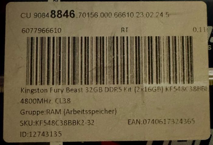 Kingston Fury Beast 32GB Kit DDR5 (2x16GB) RAM