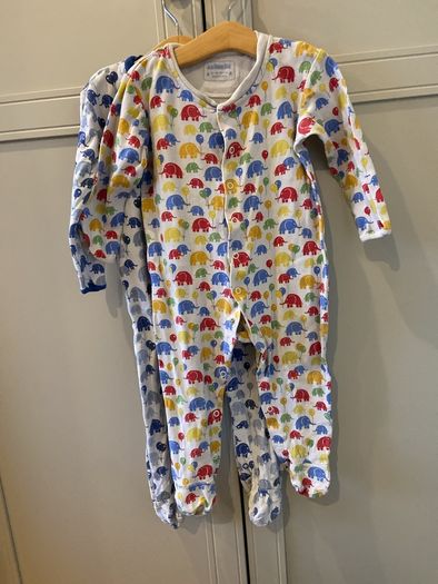 2 Jojo Maman Bebe Elephant print babygrows 12-18 months