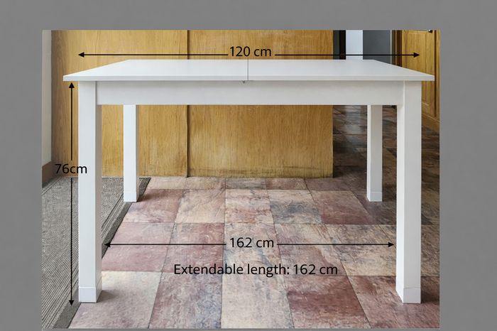Extendable White Dining Table, 4 Bar Stools