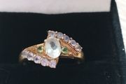 9ct Gold cluster Ring , Hallmarked , Size N, 2,2g.