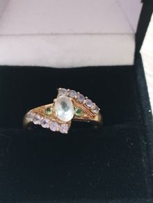 9ct Gold cluster Ring , Hallmarked , Size N, 2,2g.