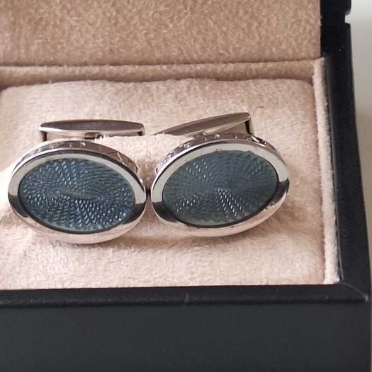 Bvlgari sterling silver and blue stone cufflinks