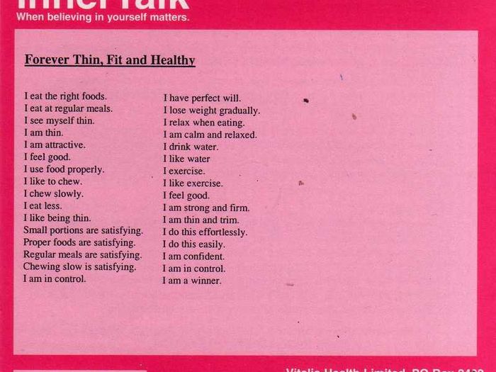 Innertalk - Self Help CD "Forever Thin, Fit And Healthy - Affirmation CD