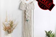 NEW SALE | Macrame Wall Hanging Eye Dream Catcher with Crystal Stone Pendant Boho Woven