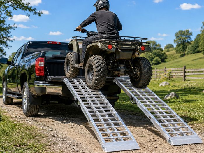 Heavy Duty Aluminium Loading Ramps 305cm Folding Pair 907kg Capacity for ATV UTV Quad Bike Ride On Mower
