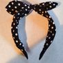 Black & White Head Band With Bow On Top. Image 4