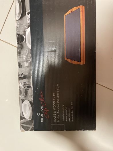 slate & wood tray -new in a box 40 cm by 23 cm