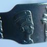 Vintage Egyptian Silver Plated Cuff Charm Bracelet Decorated Pharaohs Hieroglyphi Image 7