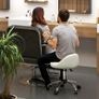 Work stool swivel stool rolling stool, height-adjustable, swivel seat, 50 cm x 50 cm x 83 cm, White Image 3