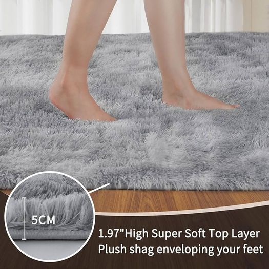 Rugs Living Room 120x160cm, Grey Area Rugs for Bedroom, Washable Anti Slip Extra Large Shaggy Soft Rug Fluffy Modern Floor Carpets Mat Beside Carpet for Kids Living Room