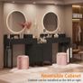 Dressing Table Vanity Desk with 4 Storage Drawers - Modern Makeup Desk with Charging Station, Vanity Desk with Reversible Cabinet Table Set with Divided Organizers for Women Girls Image 2